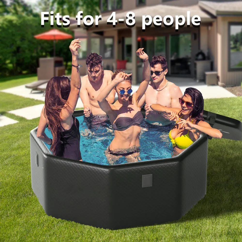 Inflatable Cold Plunge Tub 4-8 Person Custom Design PVC Drop Stitch Family Use Outdoor Indoor Fitness Use Hot Cold Water Bath