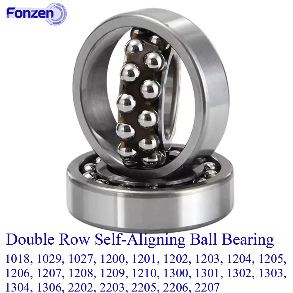 Double Row Self-Aligning Ball Bearing 1200-2200 Series Industrial Precision Bearing for Machinery