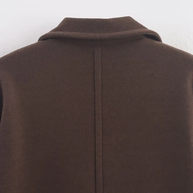 Willshela معاطف نسائية طويلة بنية اللون مزدوجة الصدر بأكمام طويلة ورقبة طية صدر السترة وأكمام طويلة ملابس نسائية أنيقة