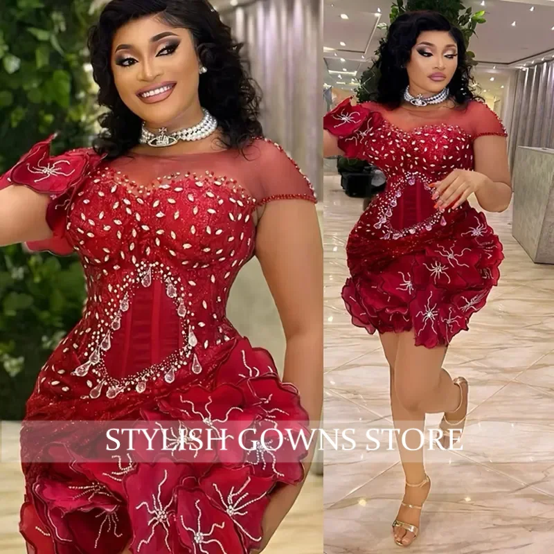 Homecoming Cocktail Dresses Short Prom Mini Dresses Birthday Dresses Appliqued Beaded Sequined Lace Gowns Customized