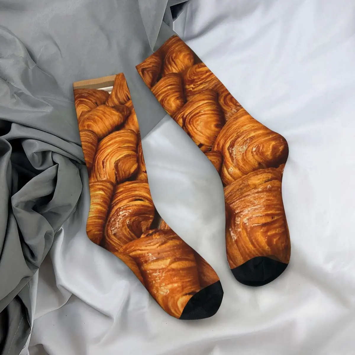 

All Seasons Crew Stockings Croissant Pattern Socks Crazy Hip Hop Long Socks Accessories for Men Women Birthday Present