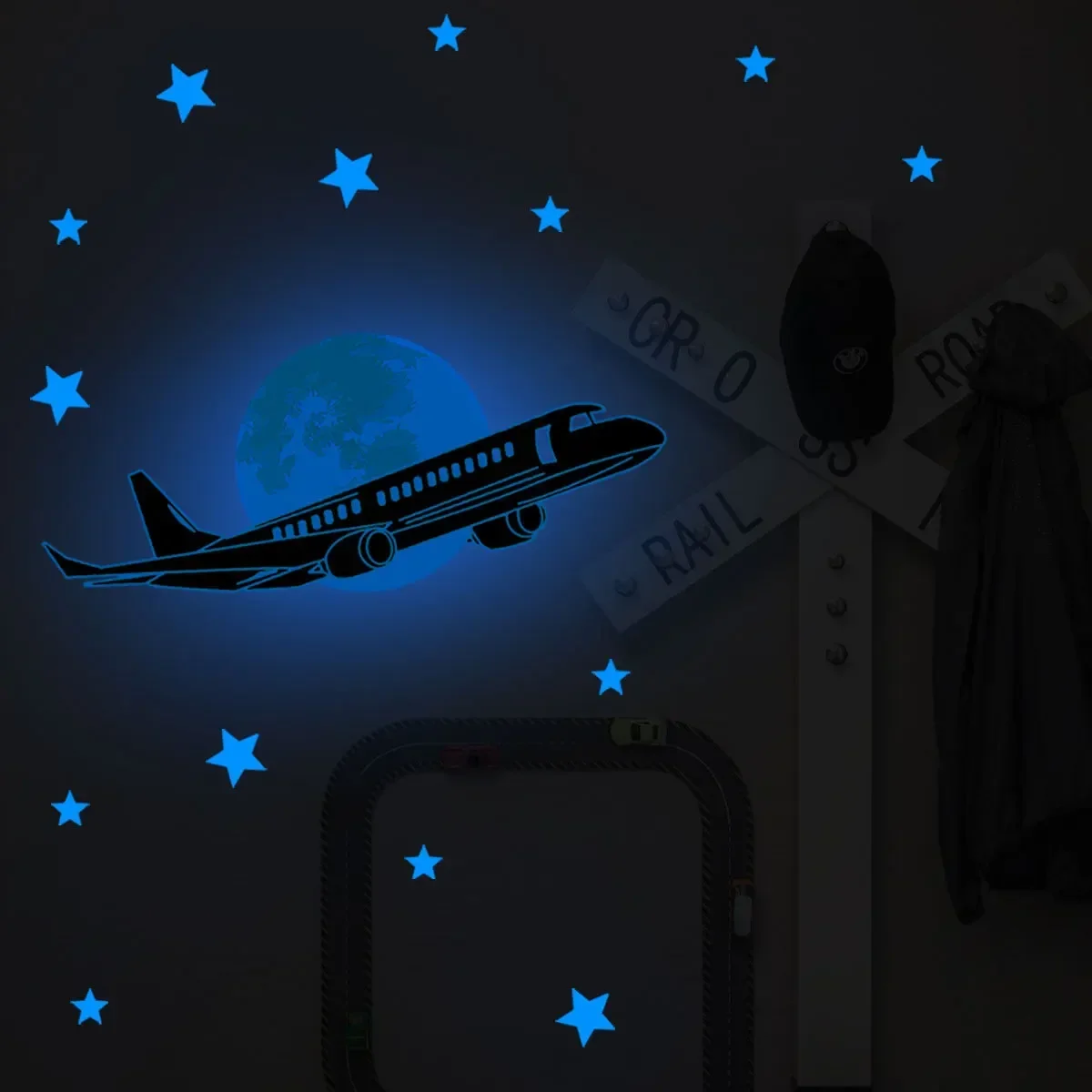 Night Sky Plane Stars Luminous Stickers Wall Stickers PVC Wallpaper Self Adhesive Glow Sticker Home Decoration Accessories Mural