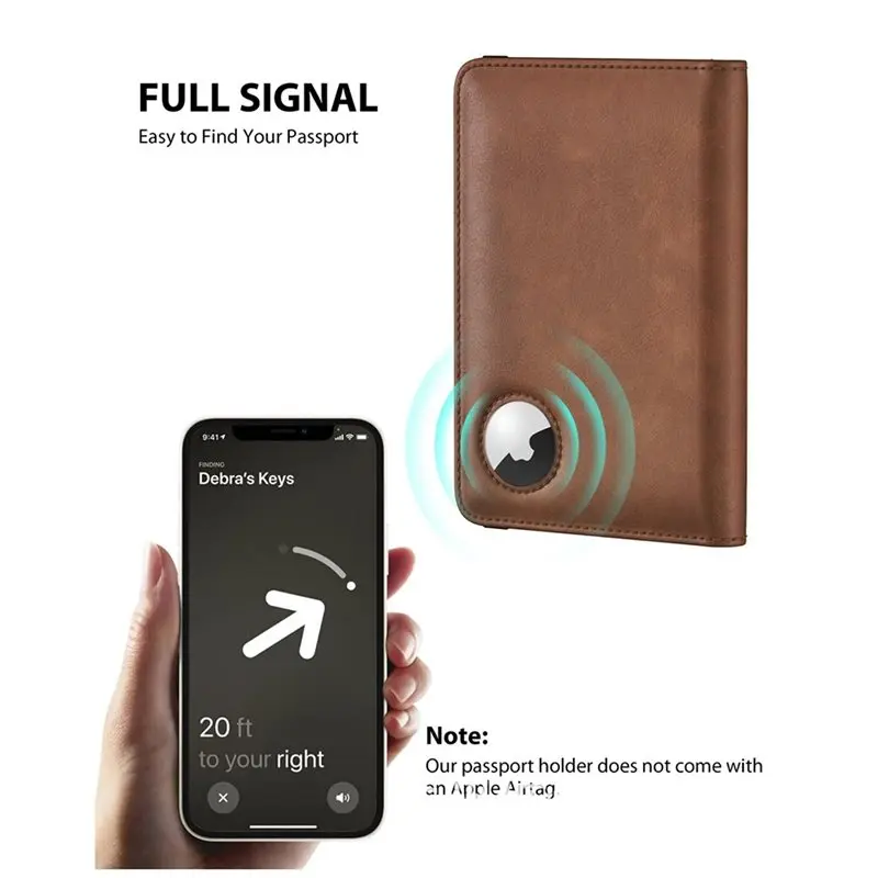 ABRT-Passport Holder With RFID Blocking For Airtag, Slim PU Leather Passport Wallet Cover Case, Anti-Lost Travel Accessories view 5