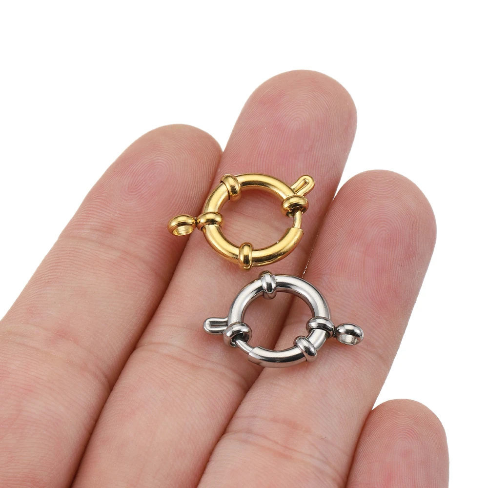 4pcs Stainless Steel Spring Clasps 10-18mm Round Sailor Clasp Bracelet Connector DIY Clavicle Necklace Supplies Jewelry Findings