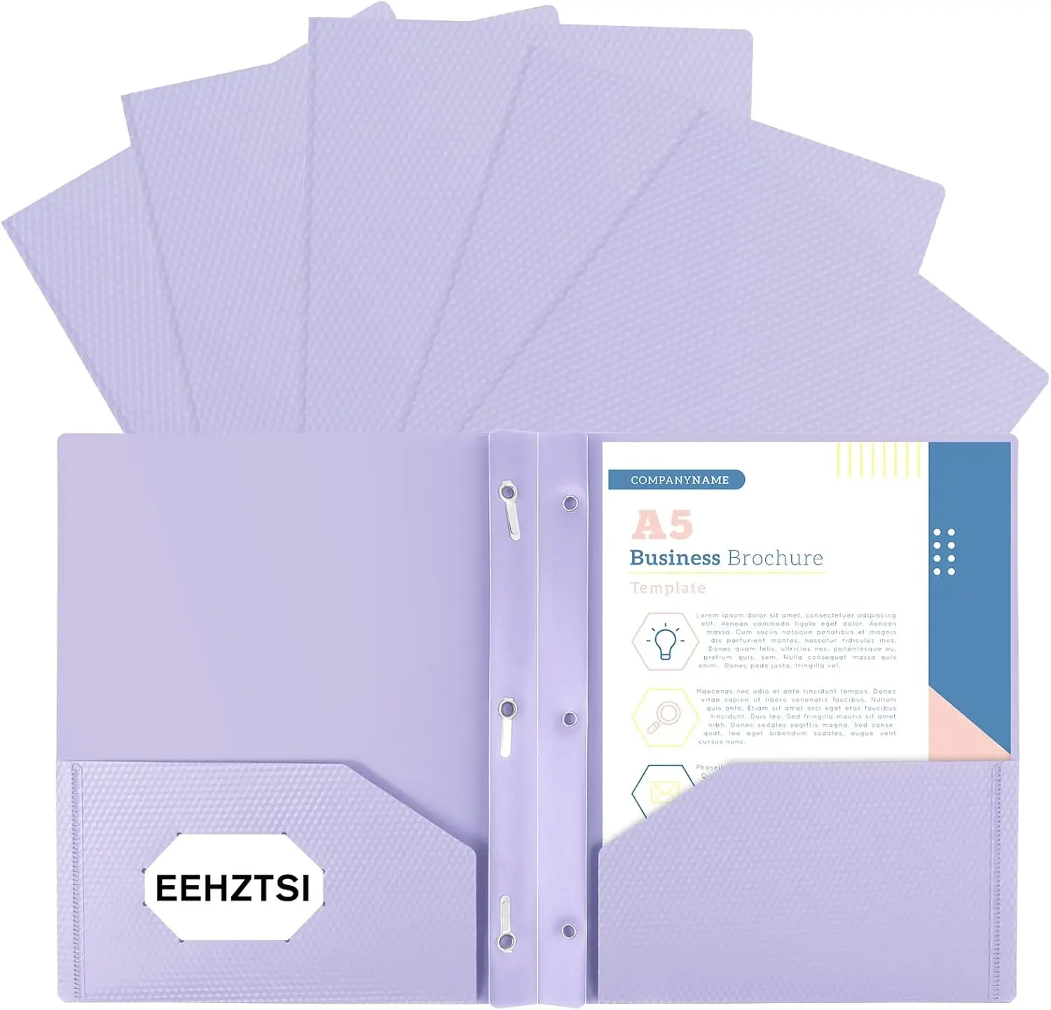 

Набор из 6 папок пастельно-фиолетового цвета с карманами и застежками, вмещает бумагу формата Letter для школы, офиса, дома