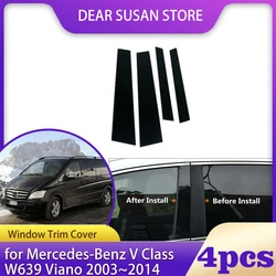 Window Trim Cover for Mercedes-Benz V Class W639 Viano Valente 2003~2014 Column Pillar Posts Door Black Sticker Decal Accessorie