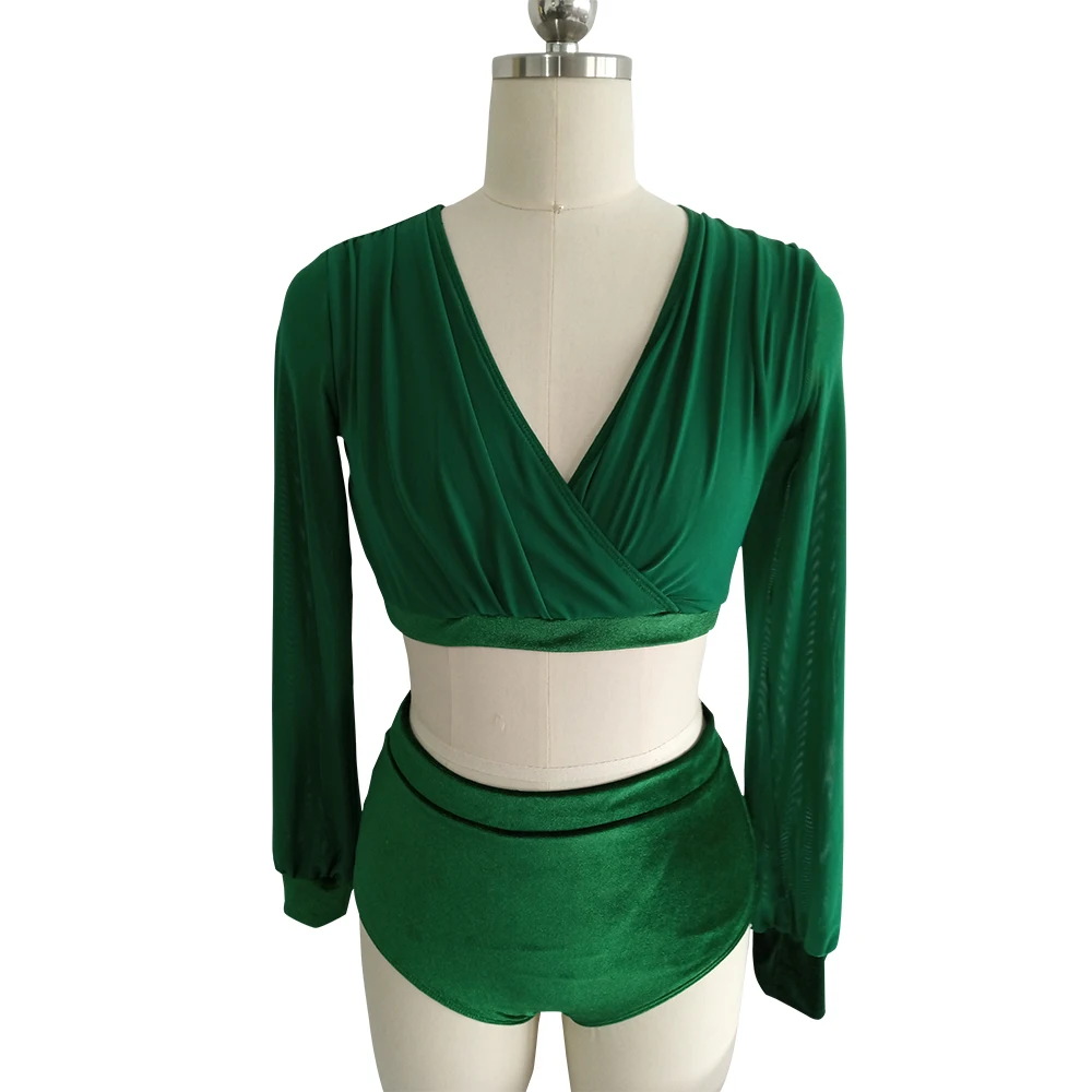 

Kids Girls Retail and wholesale velvet mesh modern dance ballet body suit training suit dance school group performance