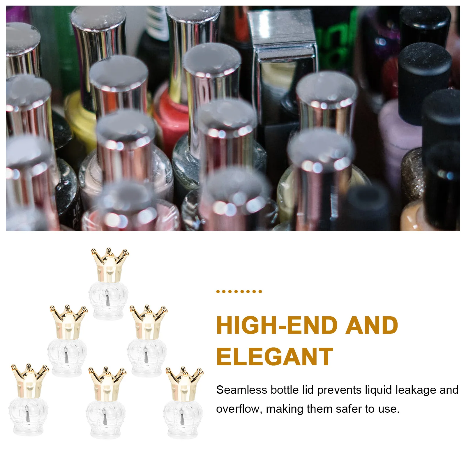 

6Pcs Nail Polish Bottles Glass Empty Small Refillable Leak Proof Nail Polish Container Compact Portable Cosmetics Sub Package