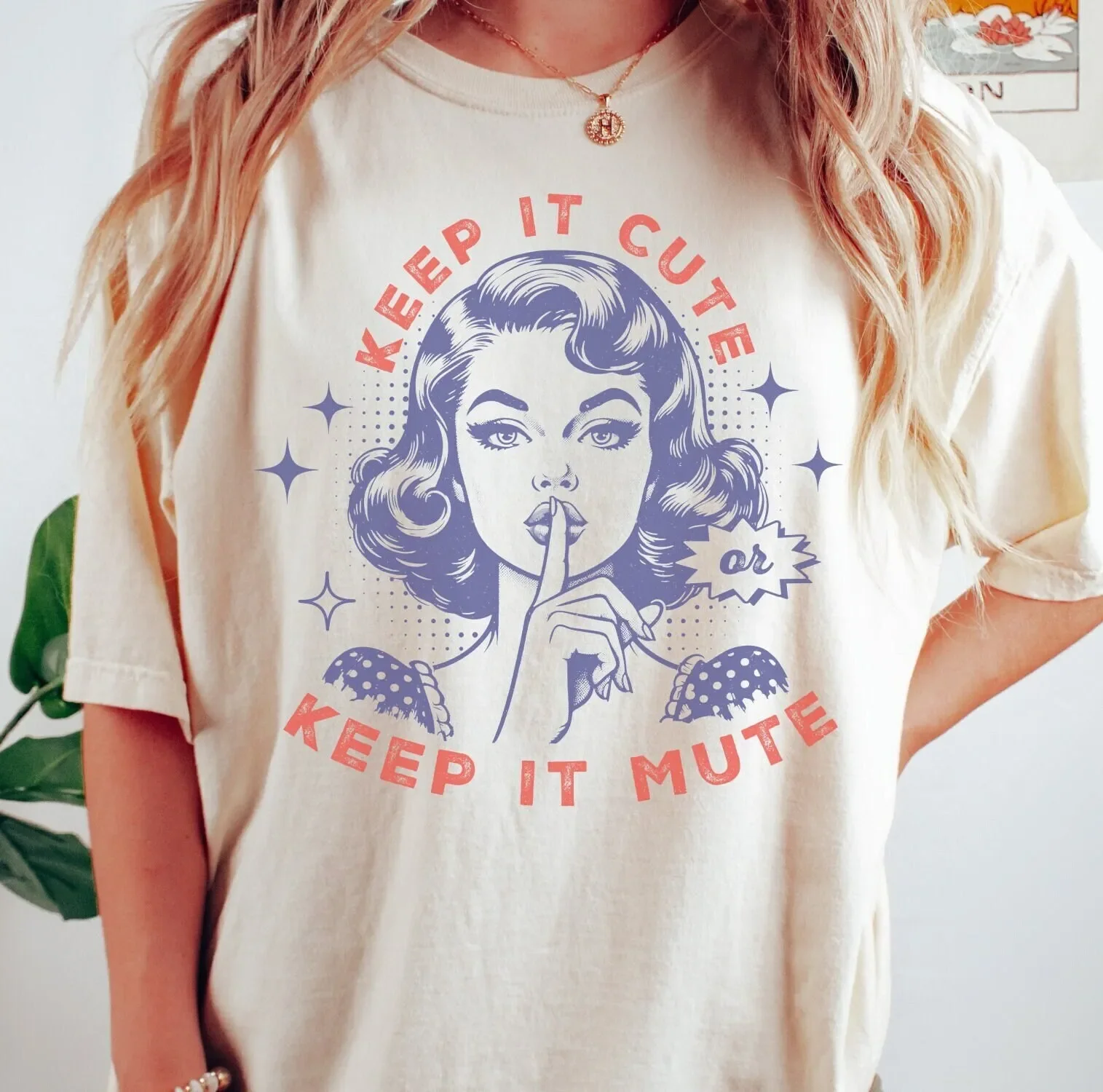 

Винтажная футболка Keep It Cute Or Mute, забавная женская эстетичная футболка в стиле ретро для женщин