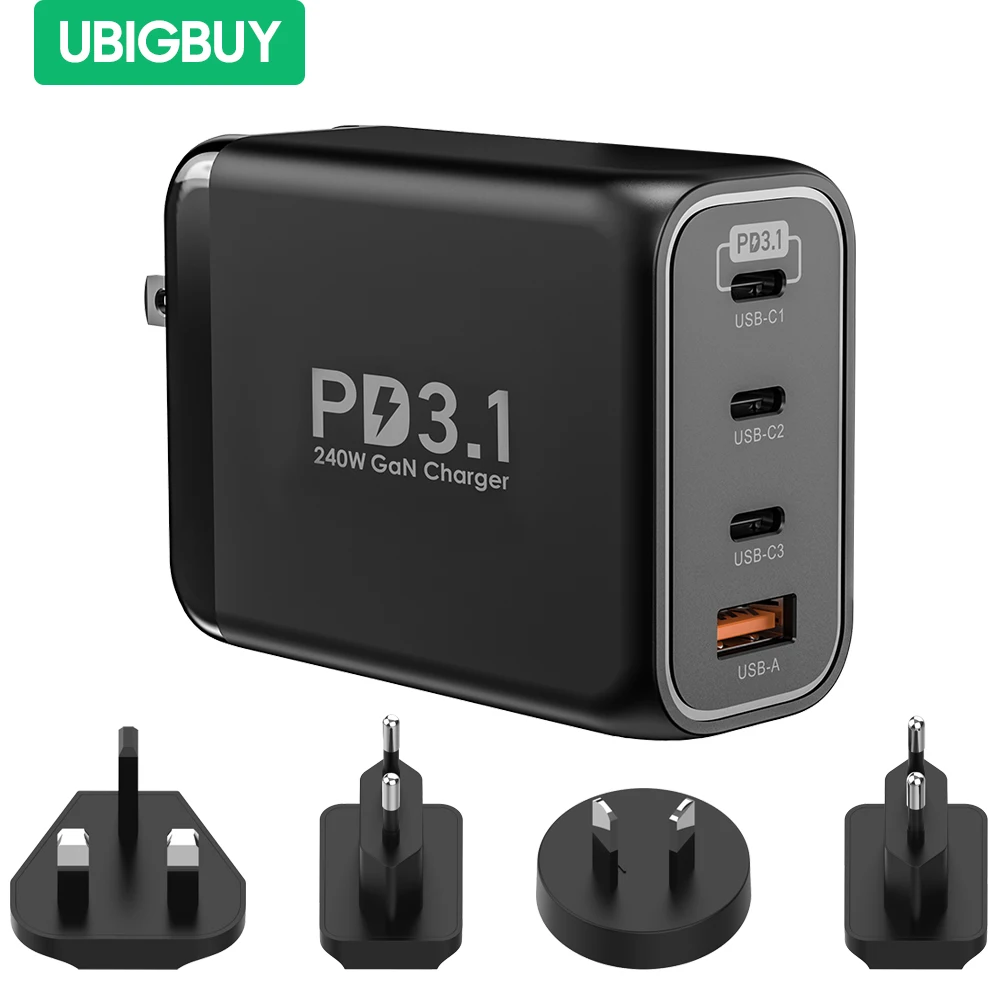 240W PD3.1 Charger GaN3 Desktop Fast Charging Station 140W USB Type C PD PPS Power Adapter for MacBook Pro 16” Samsung iPhone 15