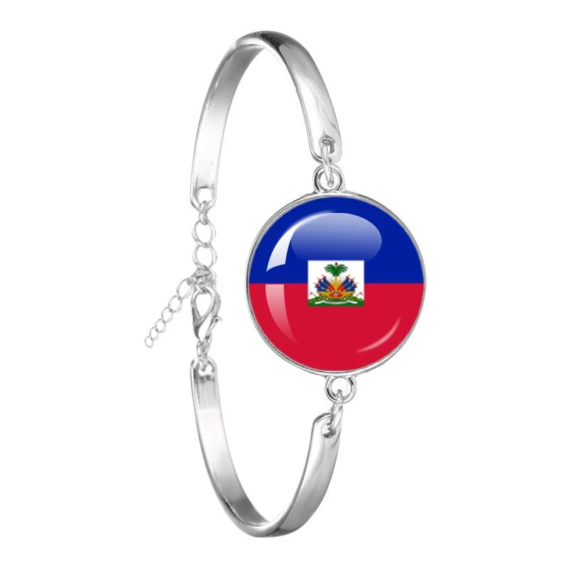 Ivory Coast, Paraguay, Scotland, Qatar Glass Cabochon National Flag Handmade 18mm Alloy Bracelet Jewelry Gift
