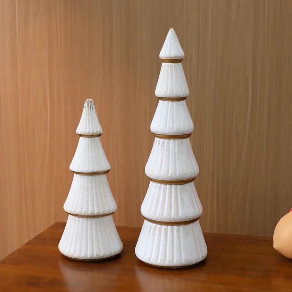 Mini ornement d'arbre de noël en bois or/blanc, pour décoration de maison de vacances, décoration d'ambiance de fête de noël