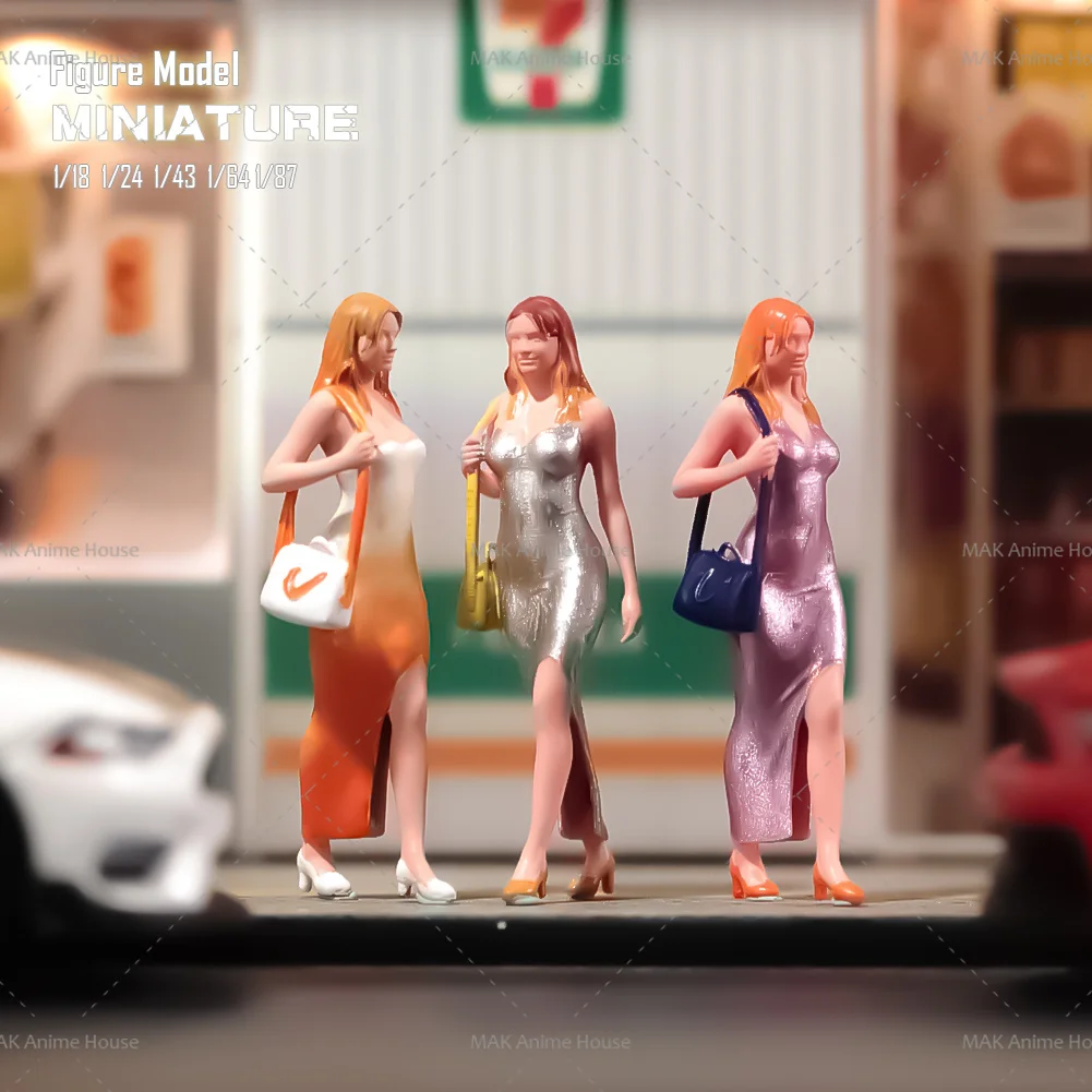 المنمنمات 1/87 1/64 1/43 1/24 1/18 الشكل مثير عصري فستان ضيق دمى الجمال نموذج مشهد المنزل حلية الدعامة سيارات لعب