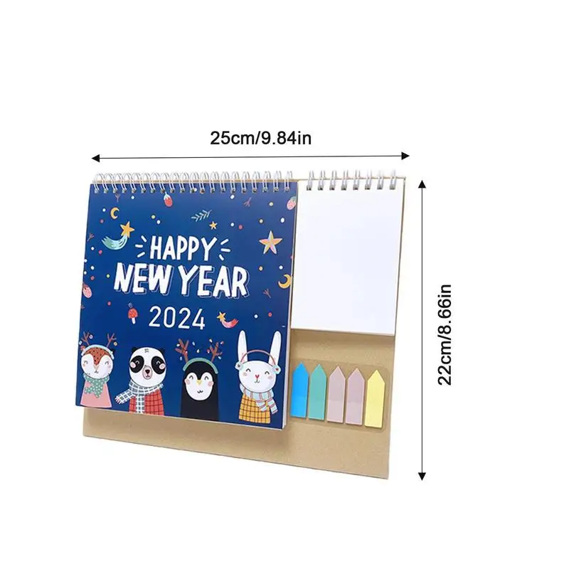 2024 Simple Multifunctional Desktop Calendar English Coil Daily Monthly Planner Schedule Yearly Agenda Organizer Home Office