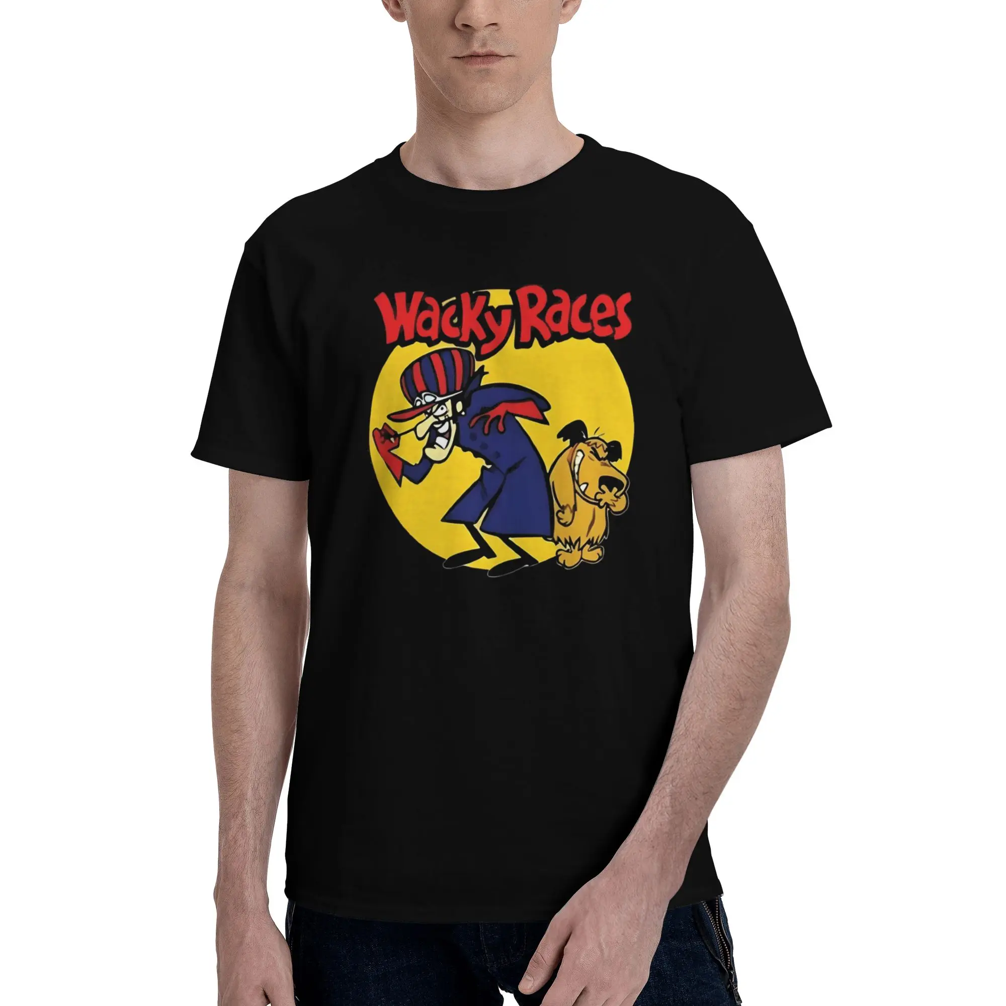 1 Piece Boy Funny Graphic 100% Cotton T-Shirt Wacky Races Tees Tops For Men