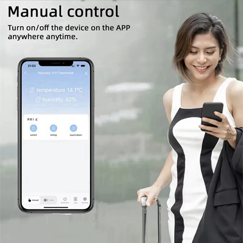 Tuya Wifi 1-Way Smart Switch Temperature Humidity Sensor AC 85-250V Wireless Smart Switch With Remote Controller