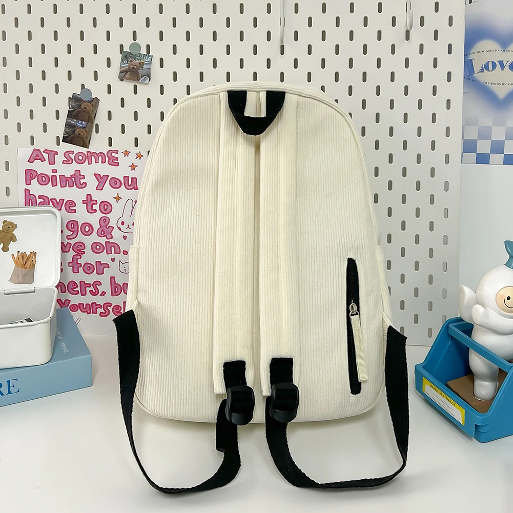 Y2K Girls Cute Bowknot Laptop Backpack Fashion Casual Corduroy Bow Student Backpack Large Capacity Travel Backpack Shoulder Bag