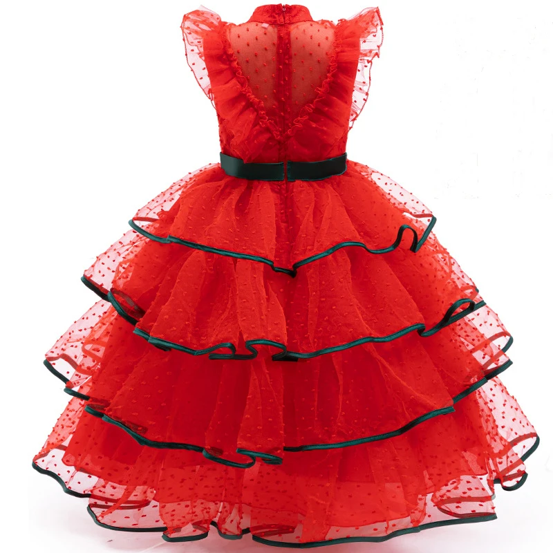 عيد الميلاد الفتيات الأحمر تول فستان الأميرة الاطفال تمويه ليديا ديتز الزفاف الأحمر الرعب شبح العروس تأثيري هالوين زي