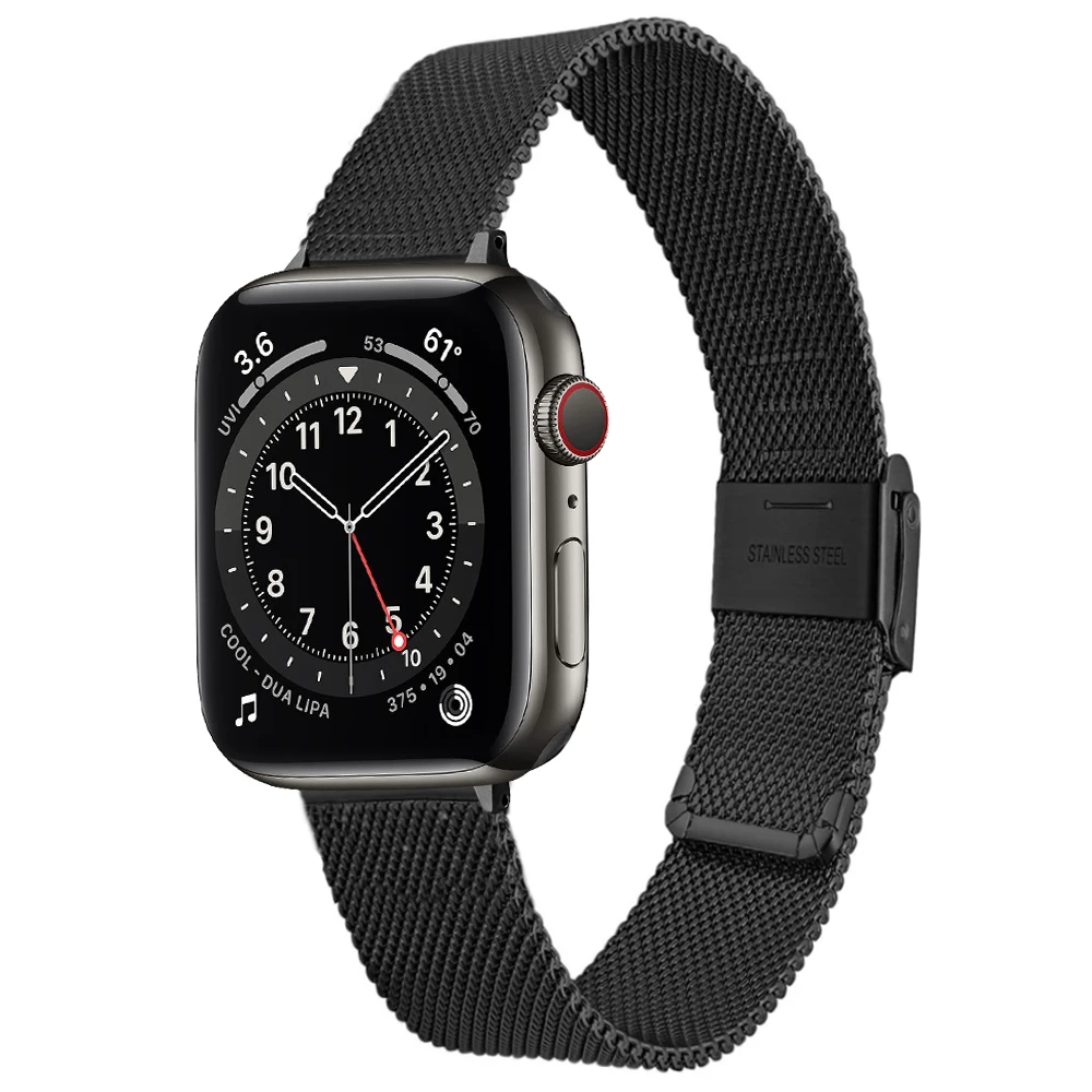 Slim Strap for apple watch se series 6 5 4 band 40mm 44mm mesh Stainless Steel Bracelet for iwatch 3 38mm 42mm Thin Wristband