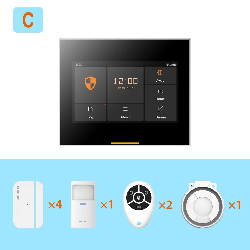 Staniot 433MHz Draadloze Beveiliging Kits WiFi 4G Tuya Smart Home Security Alarmsysteem Werkt met Alexa Google APP Remote