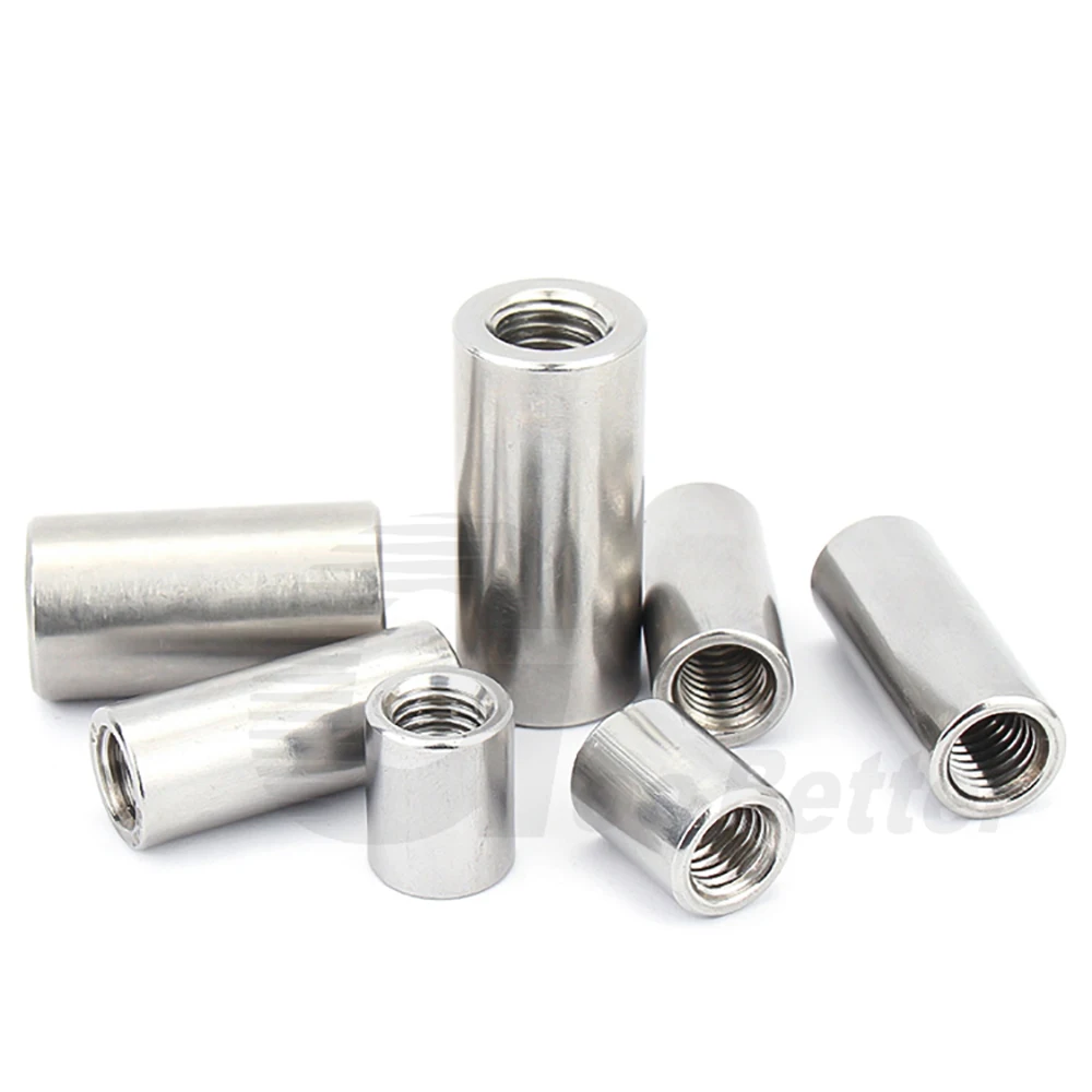 Écrou d'Accouplement Cylindrique allergique Vis Écrou 5Pcs Long Rond Kg M2-M12 Grade 6.8 304 Acier Inoxydable Rond Colonne Joint