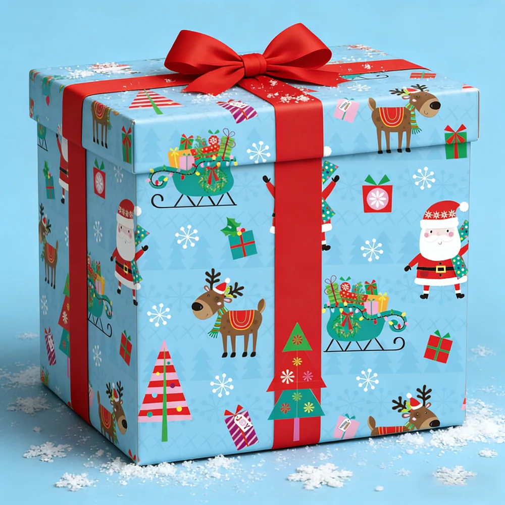 50*70cm Christmas Gift Wrapping Paper Cartoon Santa Claus Elk Xmas Tree Pattern Bouquet Packaging Xmas New Year Decoration Paper