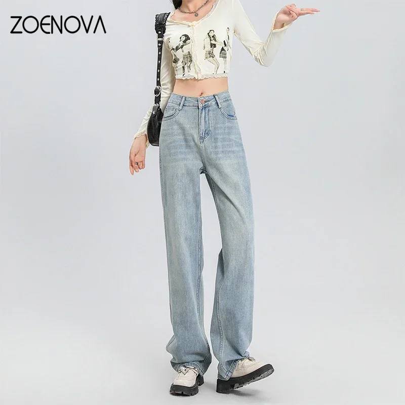 ZOENOVA-pantalones vaqueros Harajuku Streets Y2K para mujer, pantalón informal de pierna ancha, Moda de Primavera y otoño, cintura alta, Vintage, recto