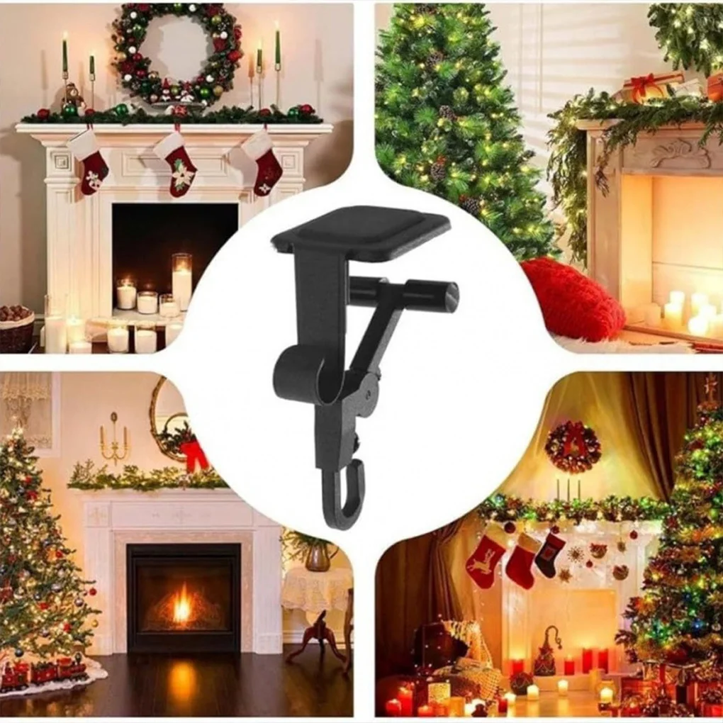 2-in-1 Festive Organizer Stocking And Garland Hanger For Tidy Fireplace Displays Orderly Iron