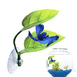 Fish Tank Betta Leaf Simulated Betta Fish Leaf Pad Betta Hammock Toys Aquarium Plants With Suction Cup Green Tank Decorations