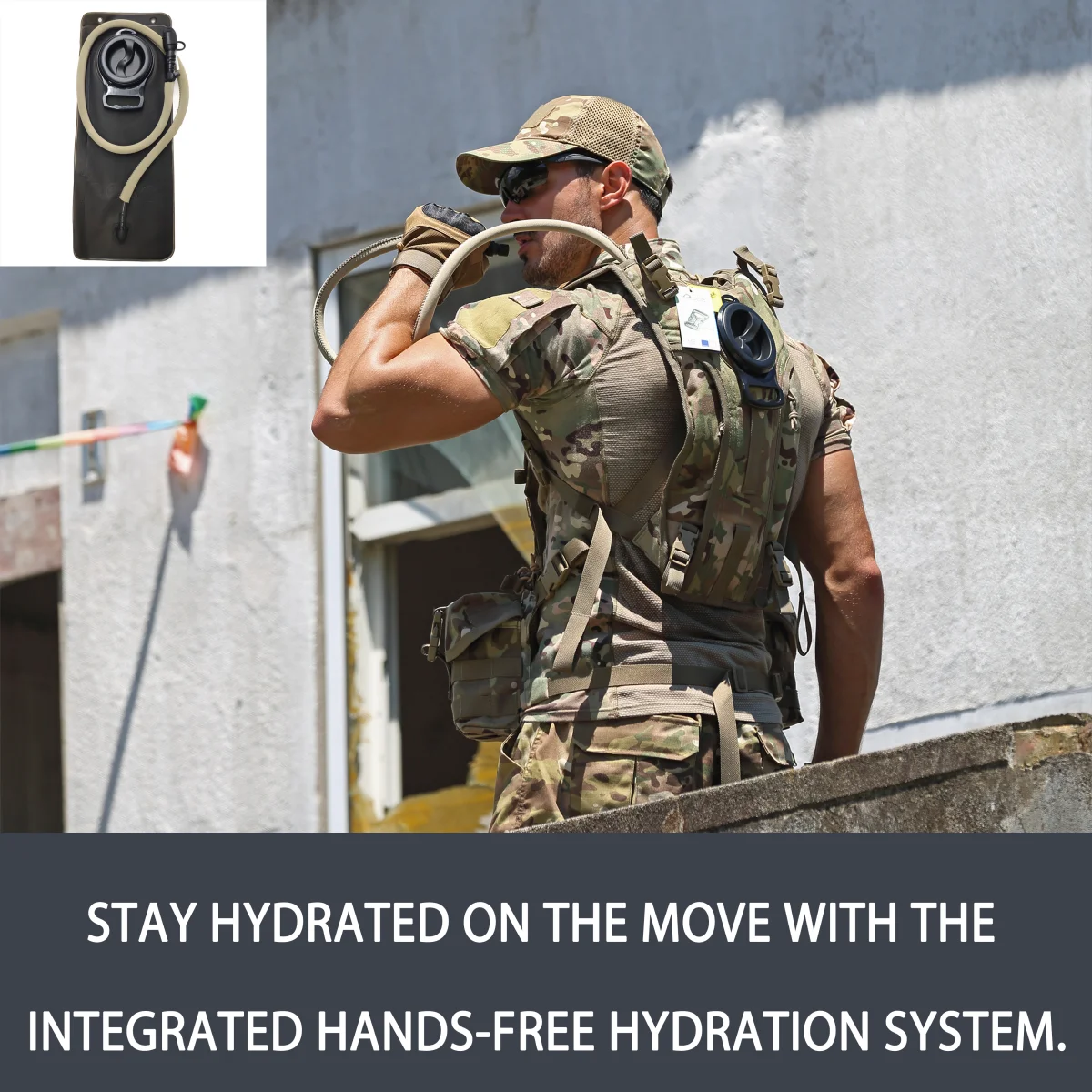 حاملة الترطيب USMC ILBE - مموهة متعددة التضاريس، تتضمن المثانة سعة 3 لتر، عبوة مياه عسكرية مولي #5