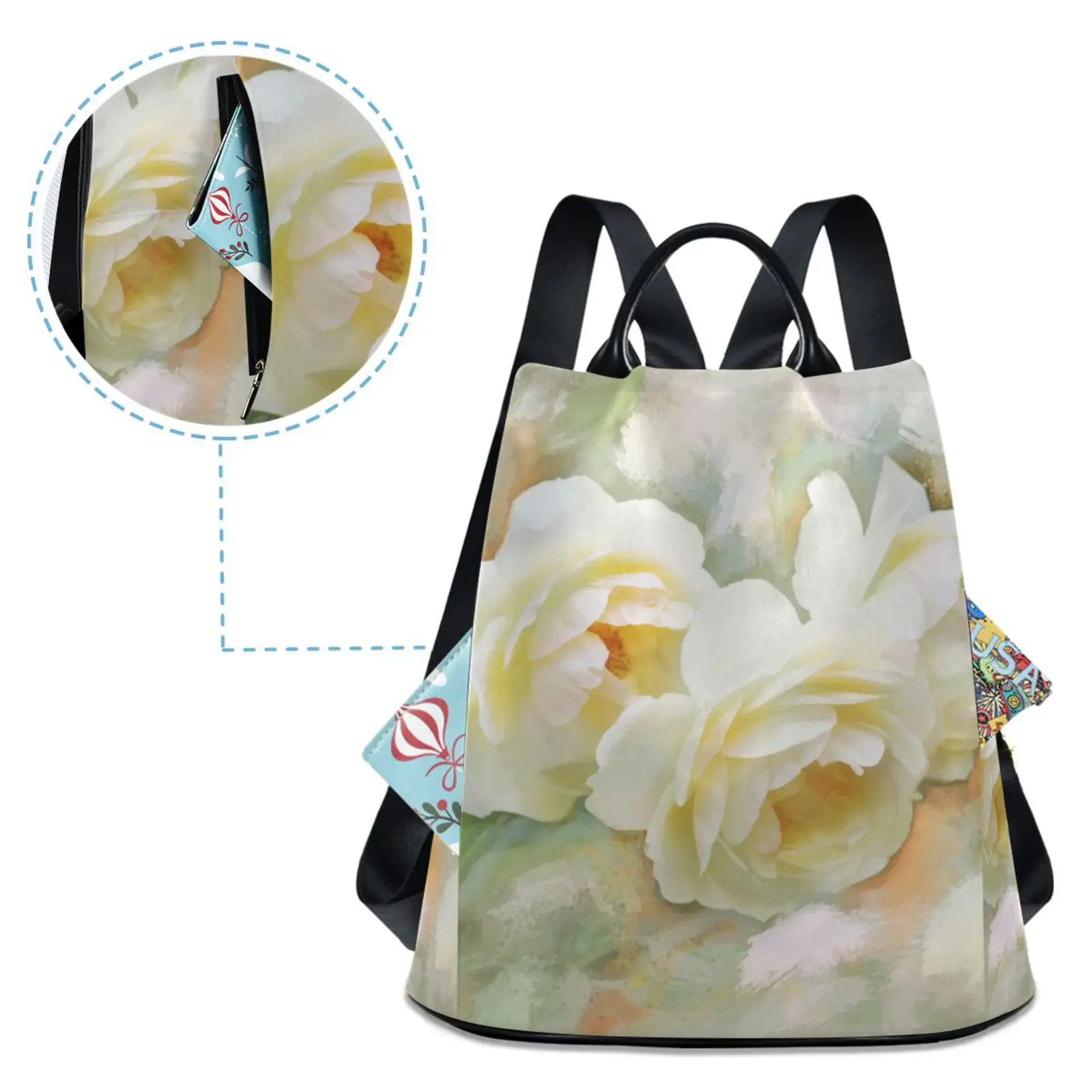 Sac à dos en polyester pour femme, sac à dos de voyage léger pour femme, sac initié pour fille, impression de fleurs, mode, nouveau