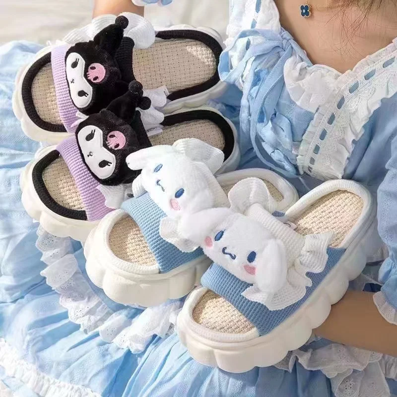 Kawaii Hello Kitty kapcie Anime Sanrio Kuromi Cinnamoroll Cartoon wygodne antypoślizgowe kapcie w stylu księżniczki sandały nowe