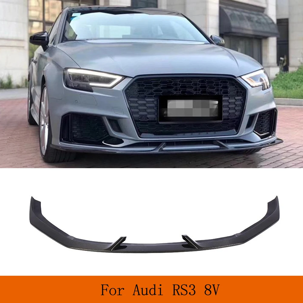 

Car Front Bumper Lip Carbon Fiber Spoiler Splitters Apron Body Kits for Audi RS3 Sedan 4 Door 2017-2019 Front Bumper Lip Spoiler