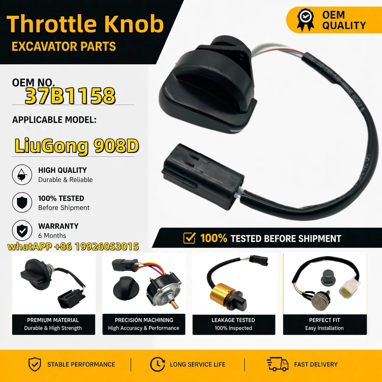 37B1158 Gear Control Switch Throttle Knob For LiuGong CLG906 908C 908 915D Excavator