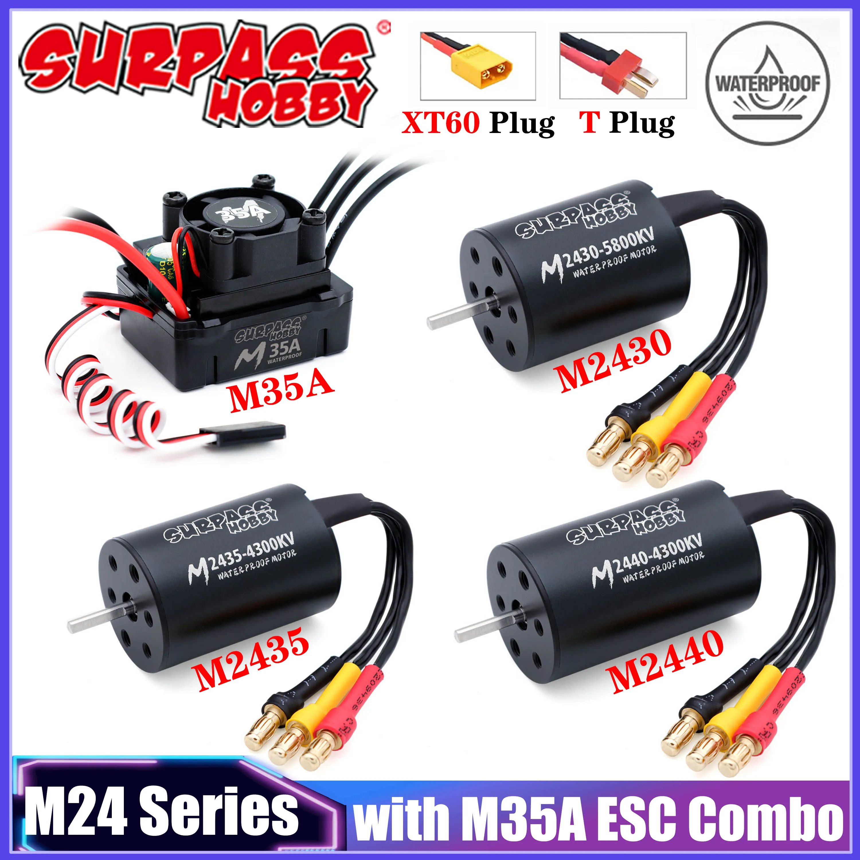 

SURPASS HOBBY M2430 2435 2440 Waterproof Brushless Motor M35A ESC Combo 2-3S for 1/16 1/18 RC Car Truck Crawler Boat Wltoys Part