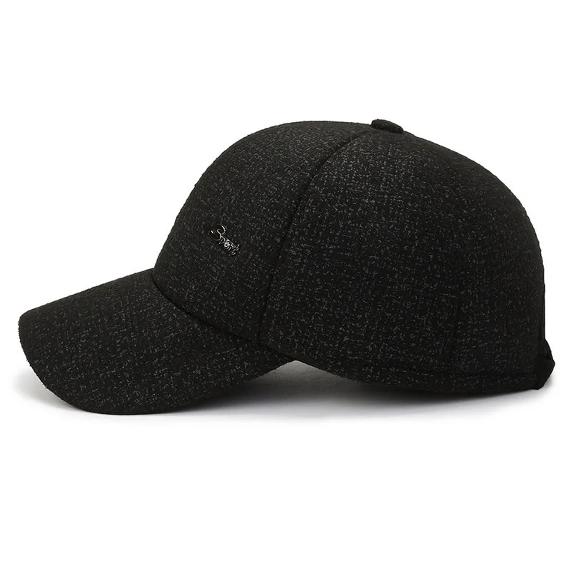 Winter Wool Cap for Men, Thickened Anti-Cold Baseball Hat with Ear Flaps for Dad and Grandpa