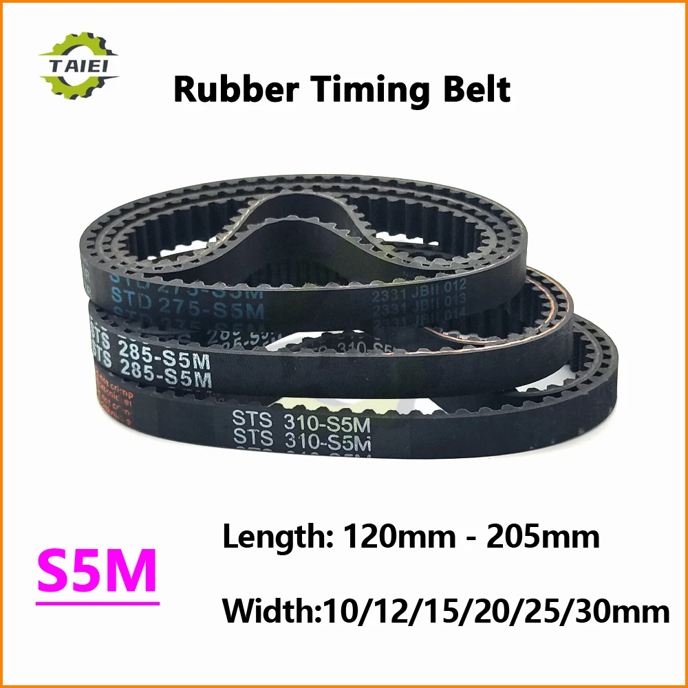 

S5M Rubber Synchronous Belt Length 120 145 150 155 160 165 170 175 180 185 190 195 200 205mm Width 10-30mm S5M Timing Drive Belt