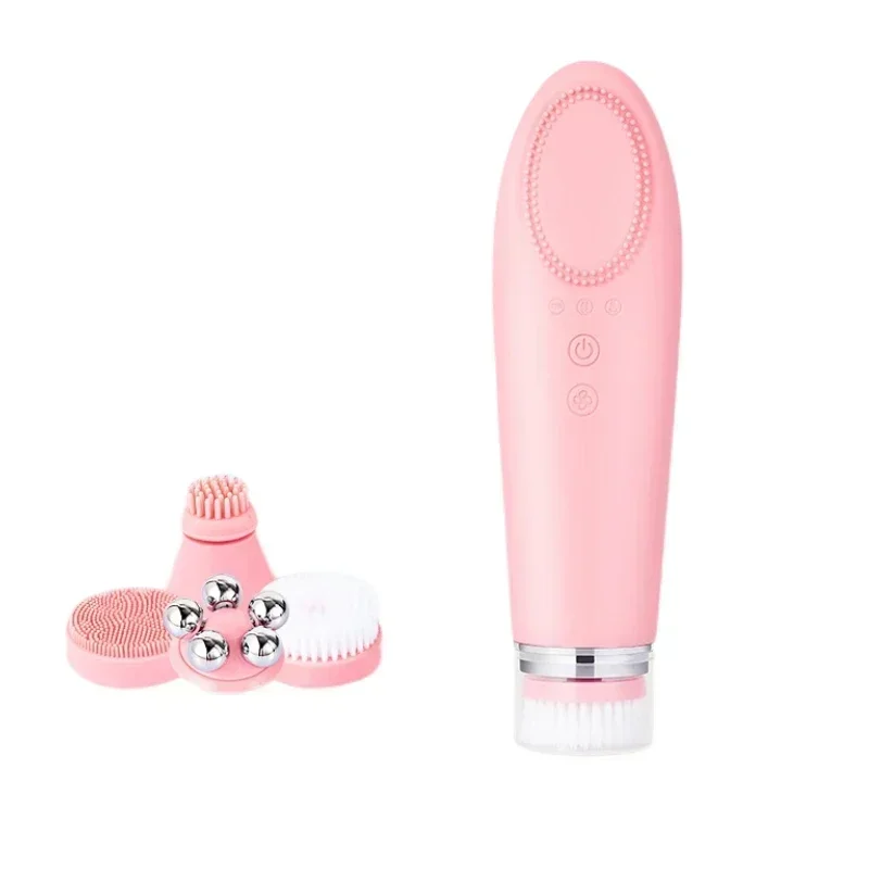 4 in 1 Ultrasonics Face Pore Cleansings Device Facial Cleaner Silicones Face Cleansing Brush Set/Sonic Facial Cleansing Brush
