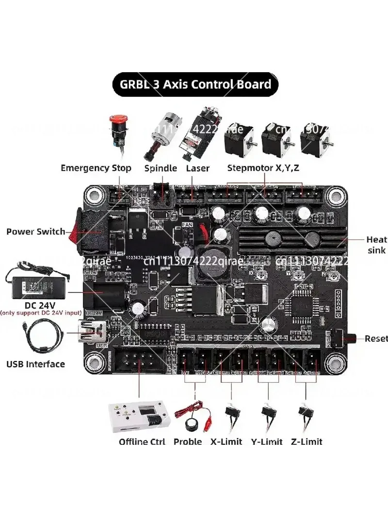 CNC Control Board GRBL 1.1 Type C Port 3-Axis Engraving Machine Controller with Offline for 3018 Laser
