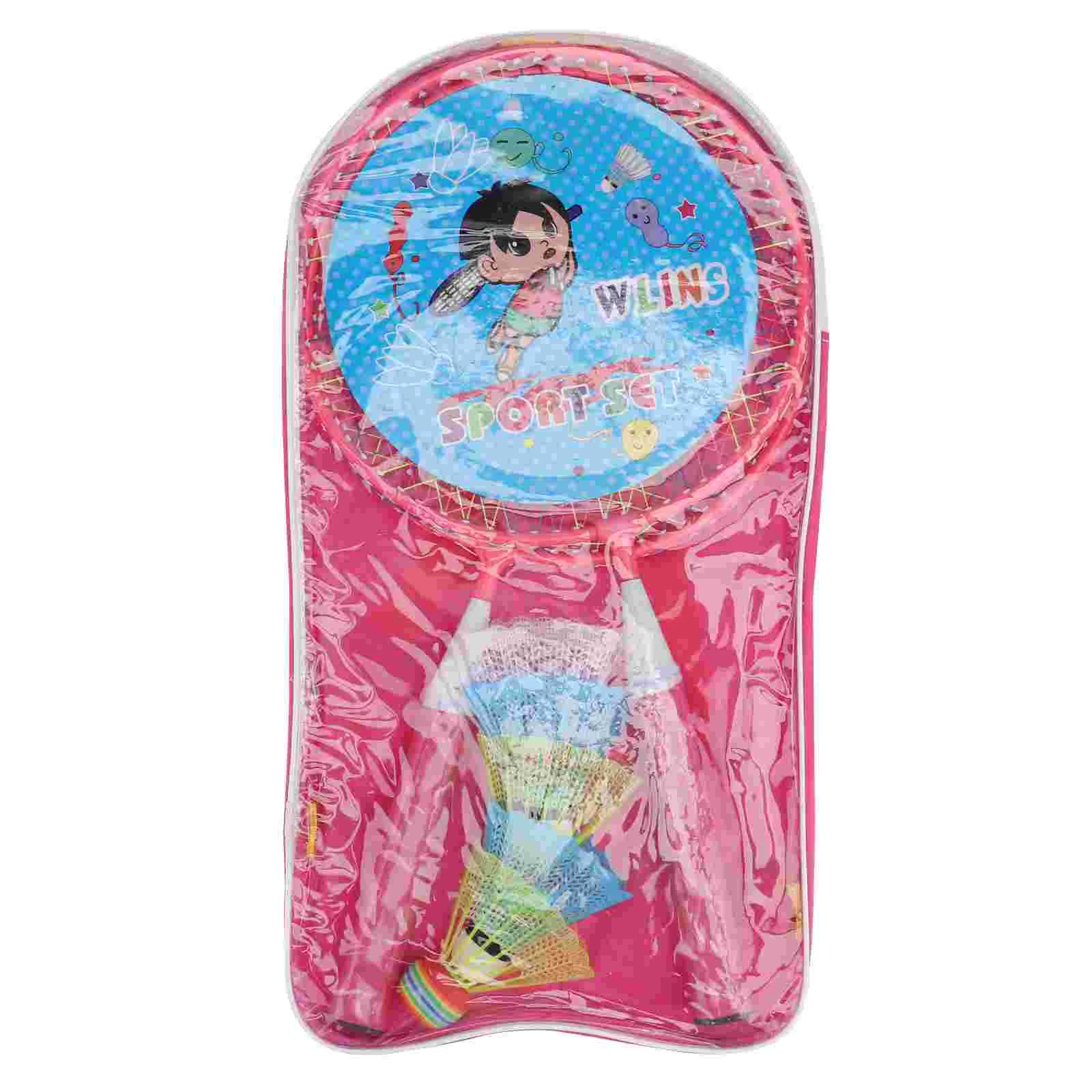 

Ракетки для бадминтона детские, тренировочный инструмент для бадминтона, уличные спортивные игрушки для родителей и детей, набор с тремя мячиками и хранилищем, 1 комплект