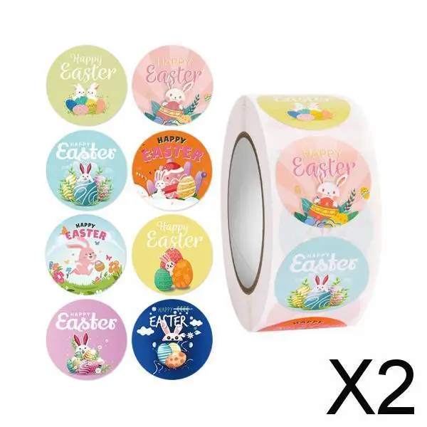 2X 500Pcs Easter Stickers Paper Tags for Festival Present Package