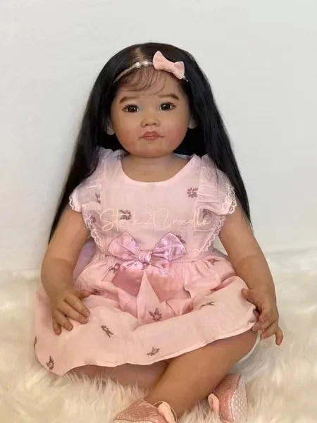 DLS 72 センチメートルすでに完成したリボーンベビードールレオニー手根毛手作りアート人形のおもちゃ子供のためのクリスマスギフト