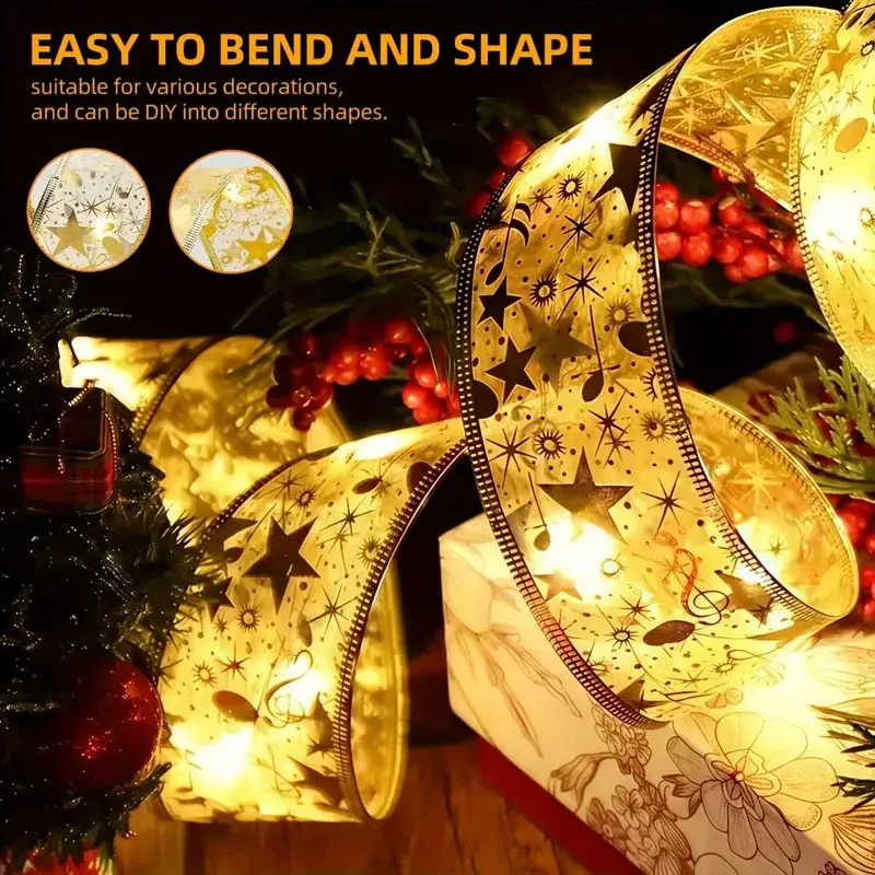 Battery-Powered Christmas LED String Lights, Holiday Wreath Lights, Christmas Tree, Home, Wedding, Bedroom Decoration