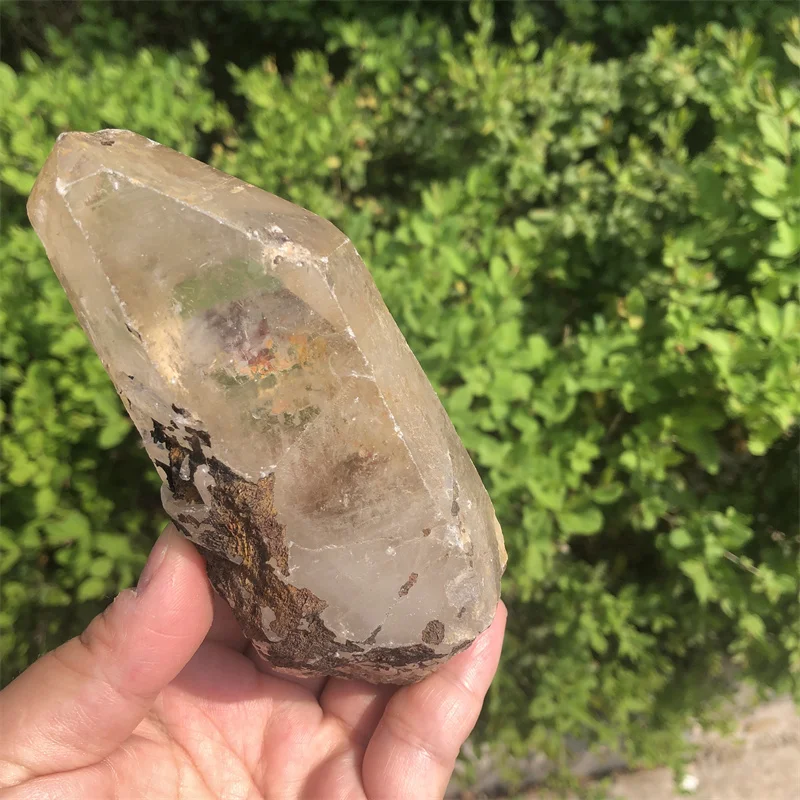 

405g NATURAL Clear Smoky Lemurian Seed QUARTZ CRYSTAL Wand ORIGINAL POINTS Specimen