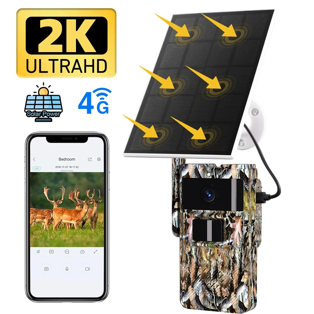 PEGATAH 4G Solar Trail Camera with 2K Video & 14MP Pictures, IR Night Vision for Wildlife Monitoring and Hunting