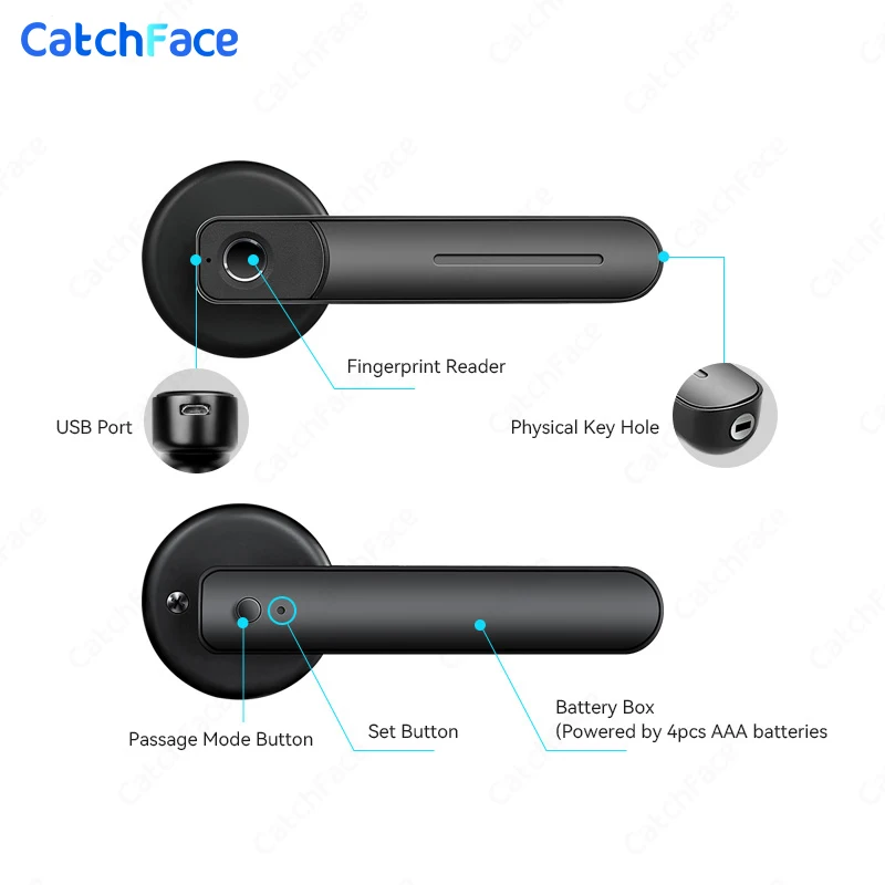 Bluetooth Biometric fingerprint lock with Keys  TTlock APP Digital Smart door lock Electronic Handle Lock Wifi Alexa/Google Home