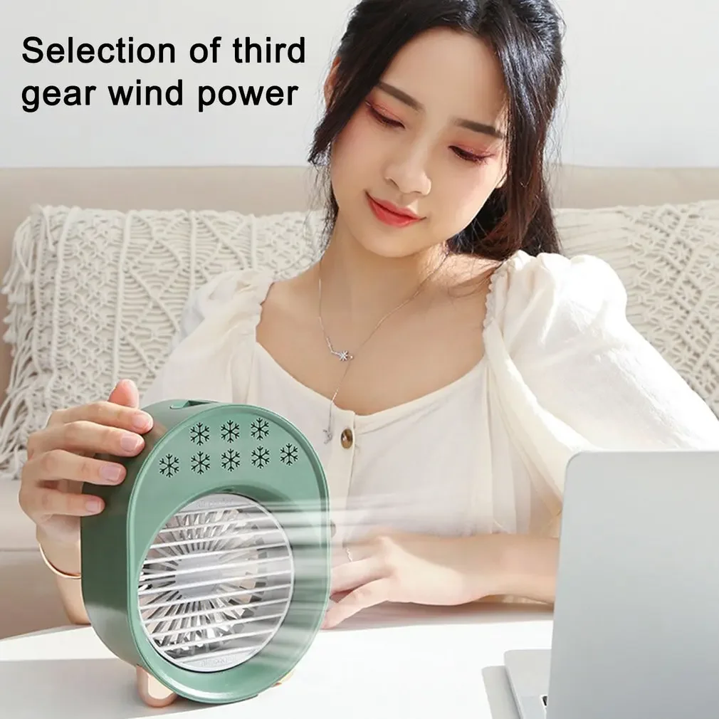 Desktop Cooling Fan Mini USB Air Conditioner With 3 Speeds Night Light