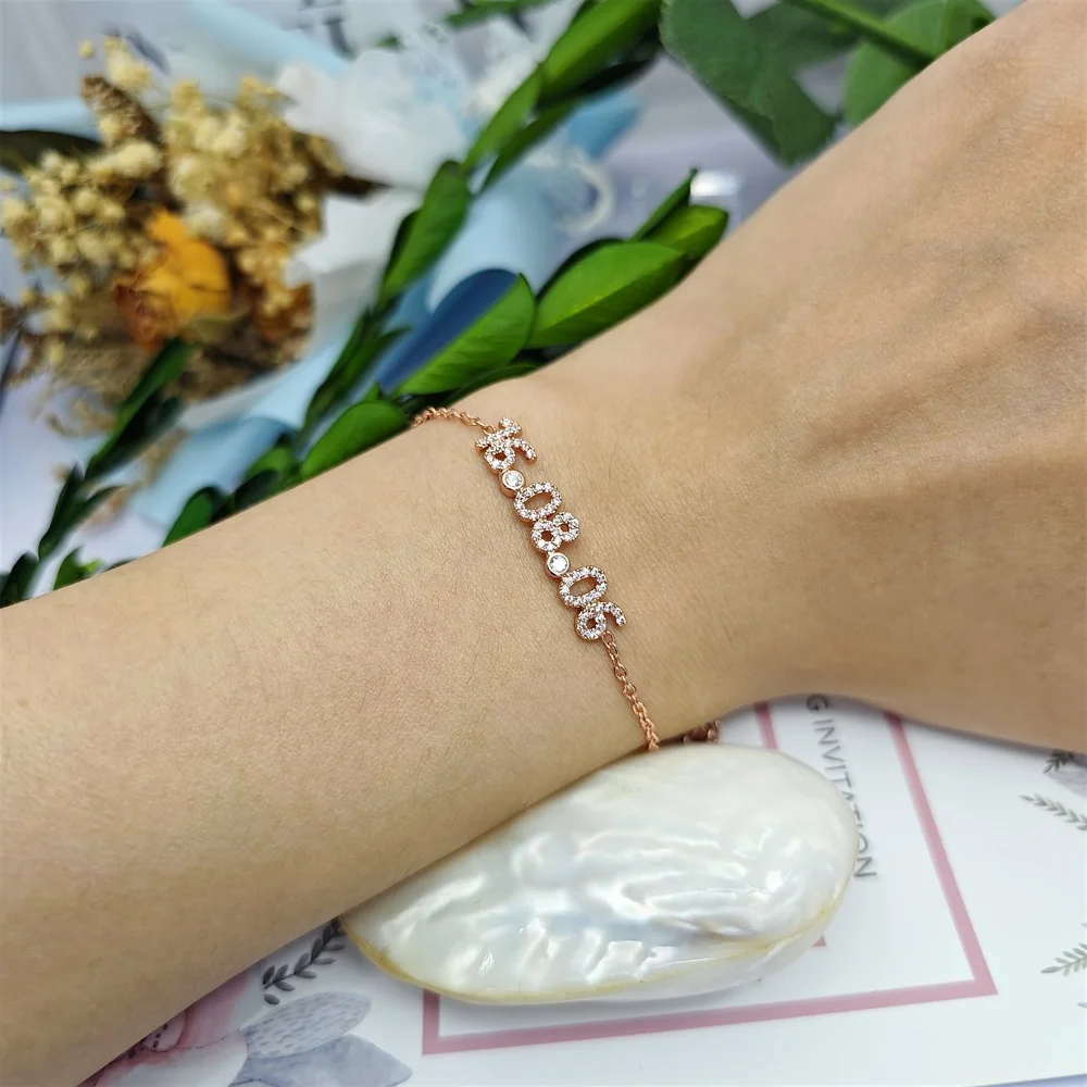 2023 custom Anniversary Date Bracelet Gold Plated Zircon number Bracelet For Women birthday Jewelry gifts