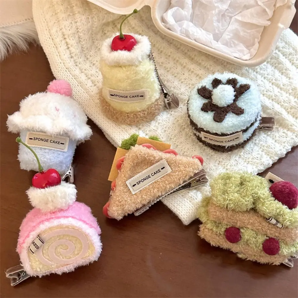 Cute Sandwich Cream Cake Hairpin Cake Plush Hairpin Soft Girl's Hairpin Simulation Bangs Hair Clip