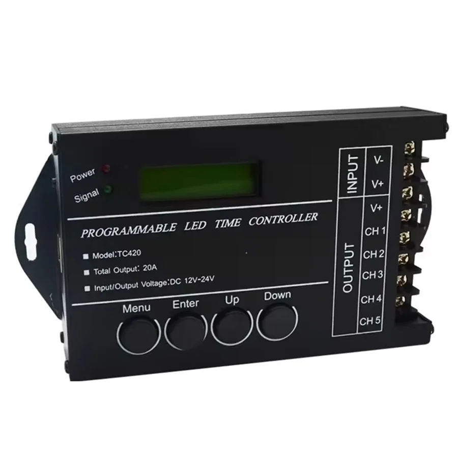 

TC420 Time programmable LED Controller DC12V-24V 5Channel LED Timing dimmer Total Output 20A Common Anode with PC USB Wire